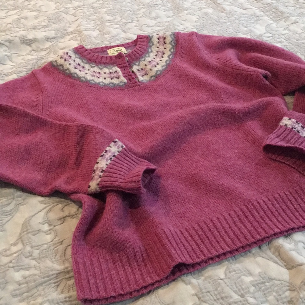 LL Bean 100% wool Shetland sweater